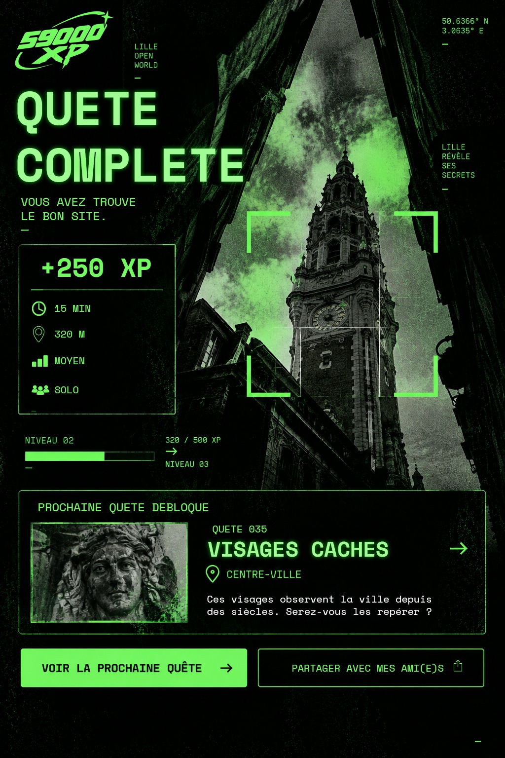 Interface de quête complétée