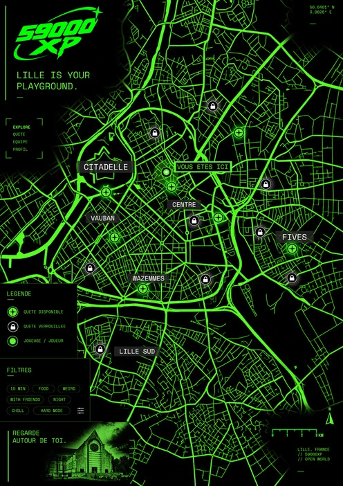 Carte de Lille — univers de 59000 XP